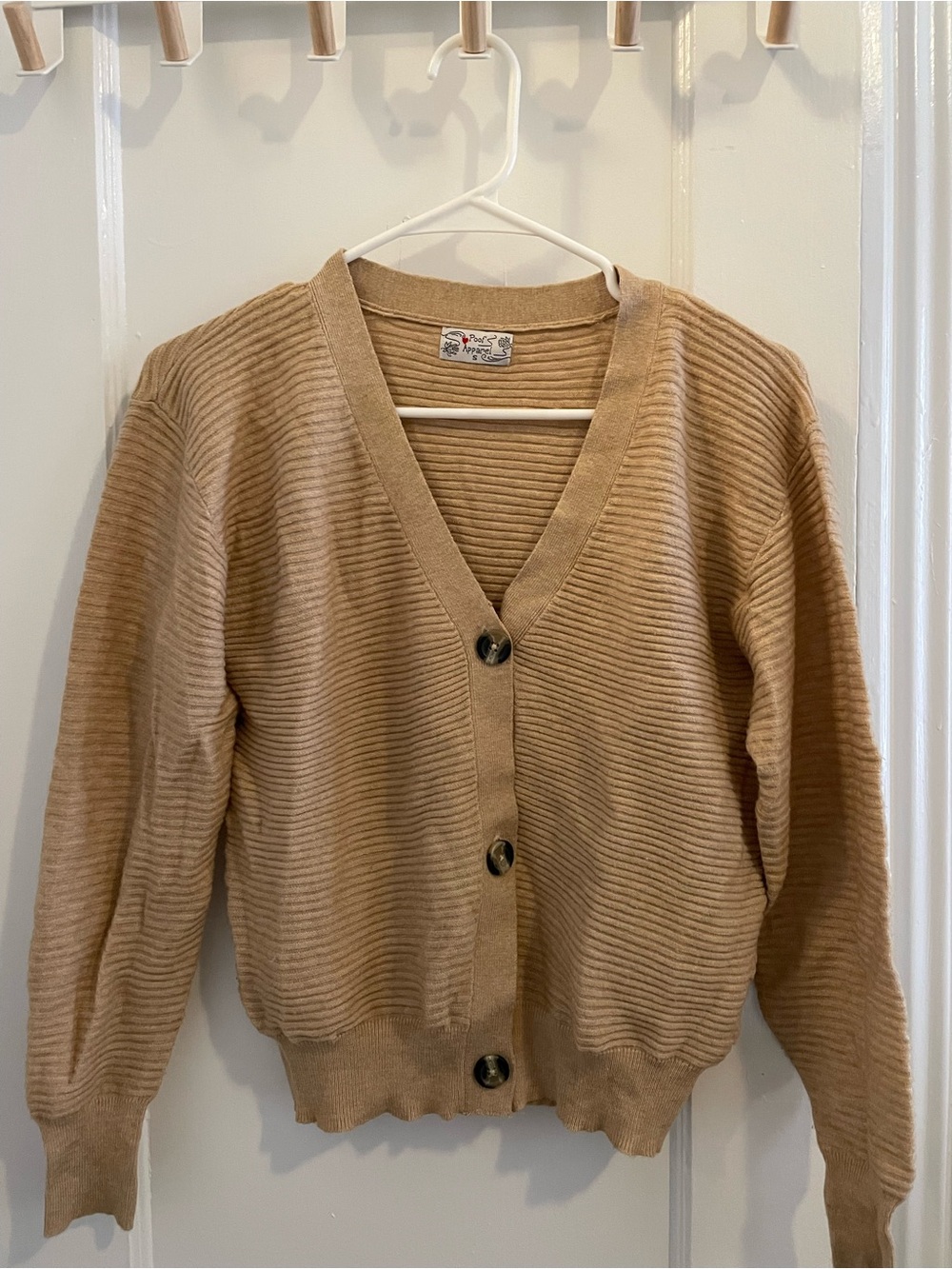 Classic Ribbed V‑Neck Cardigan Sweater - Camel